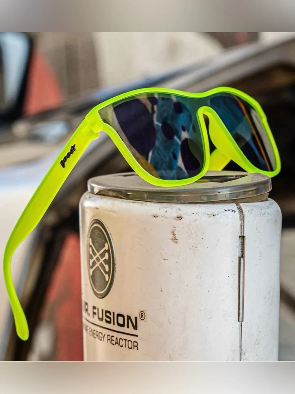 goodr Naeon Flux Capacitor Unisex Polarized Sunglasses Neon Green